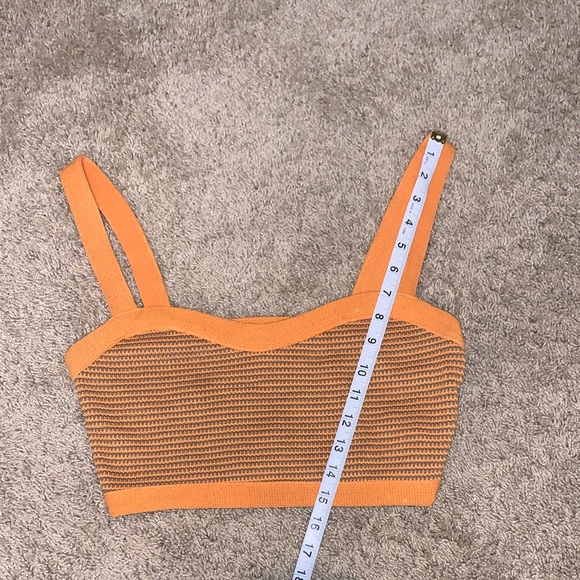 Zara Orange and Brown Striped Knit Sleeveless Crop Top Medium - Picture 8 of 11
